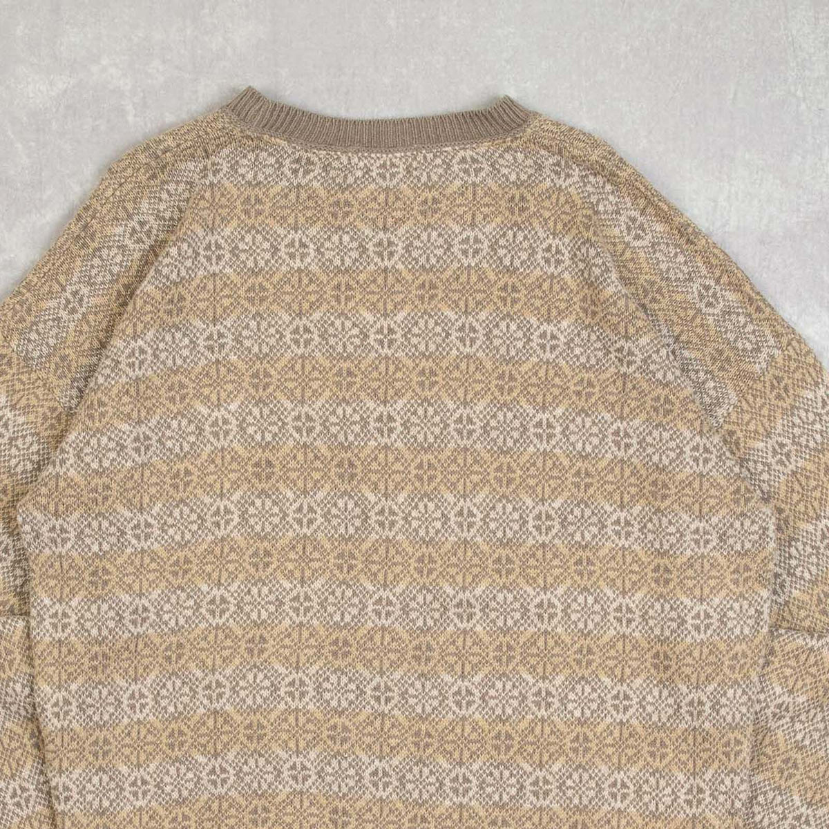 MEN'S VINTAGE 1990S PATTERNED KNITTED JUMPER - LARGE