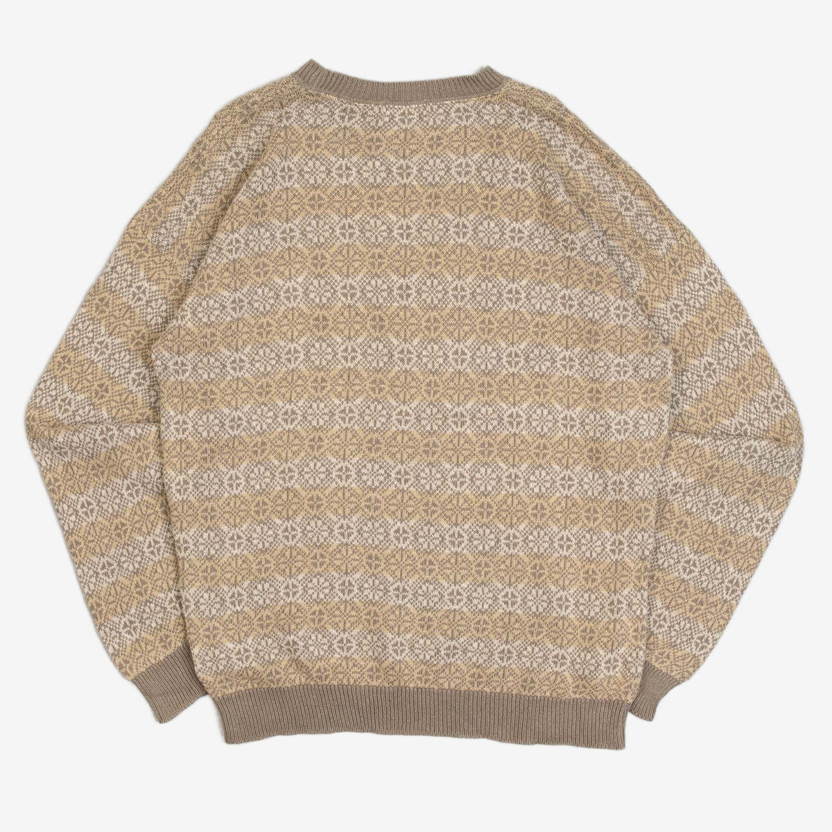 MEN'S VINTAGE 1990S PATTERNED KNITTED JUMPER - LARGE