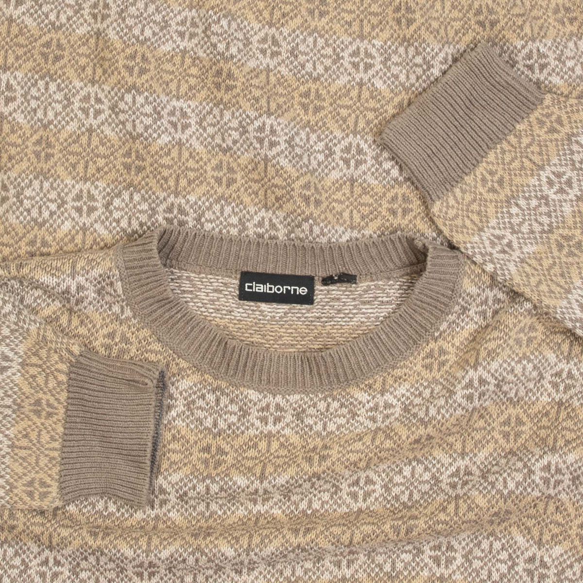 MEN'S VINTAGE 1990S PATTERNED KNITTED JUMPER - LARGE