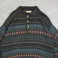 MEN'S VINTAGE 1990S PATTERNED KNITTED POLO JUMPER - LARGE
