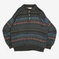 MEN'S VINTAGE 1990S PATTERNED KNITTED POLO JUMPER - LARGE