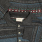 MEN'S VINTAGE 1990S PATTERNED KNITTED POLO JUMPER - LARGE