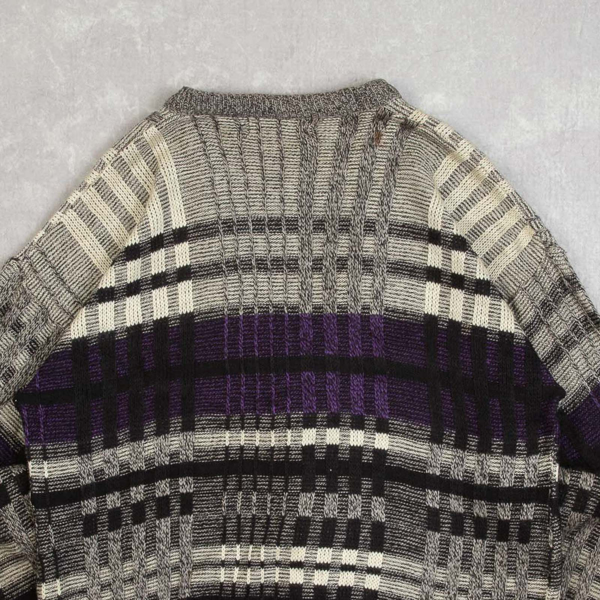 MEN'S VINTAGE 1990S STRUCTURED CHECKED KNITTED CARDIGAN - X-LARGE