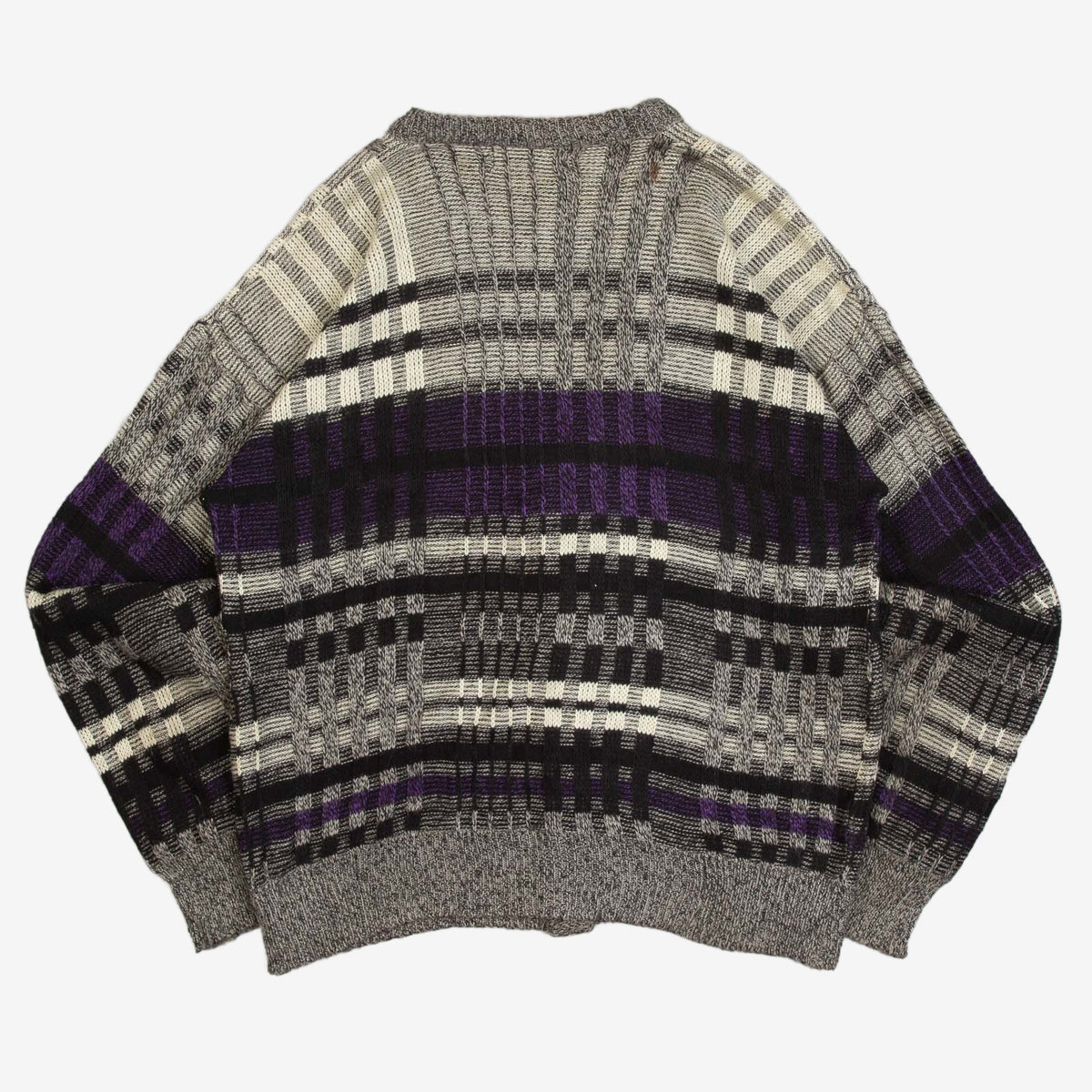 MEN'S VINTAGE 1990S STRUCTURED CHECKED KNITTED CARDIGAN - X-LARGE