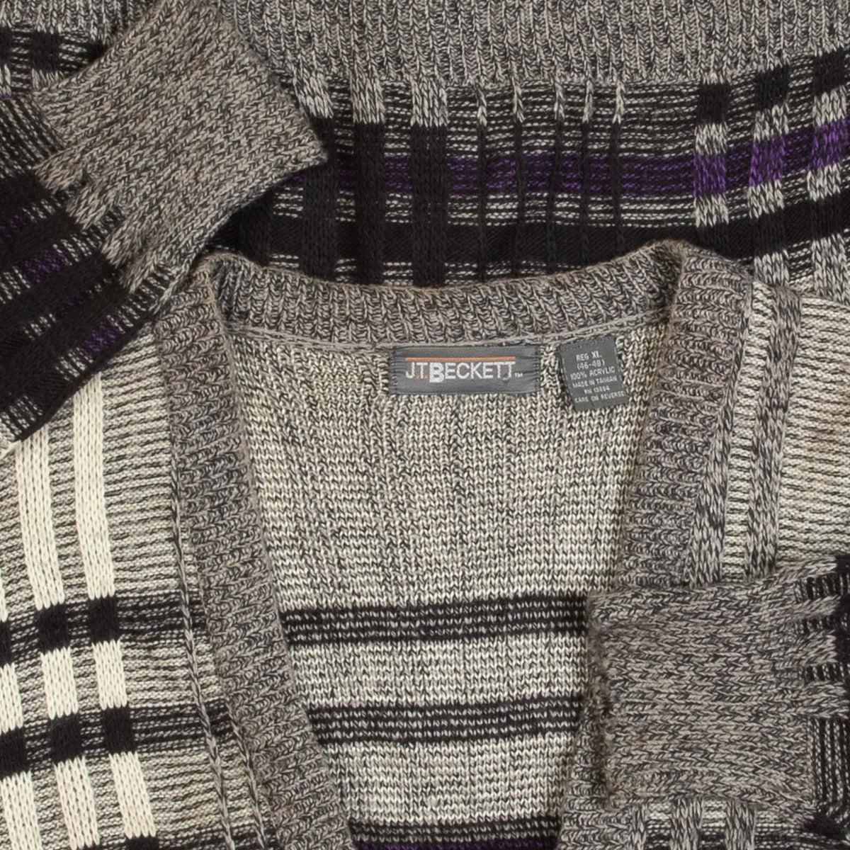 MEN'S VINTAGE 1990S STRUCTURED CHECKED KNITTED CARDIGAN - X-LARGE
