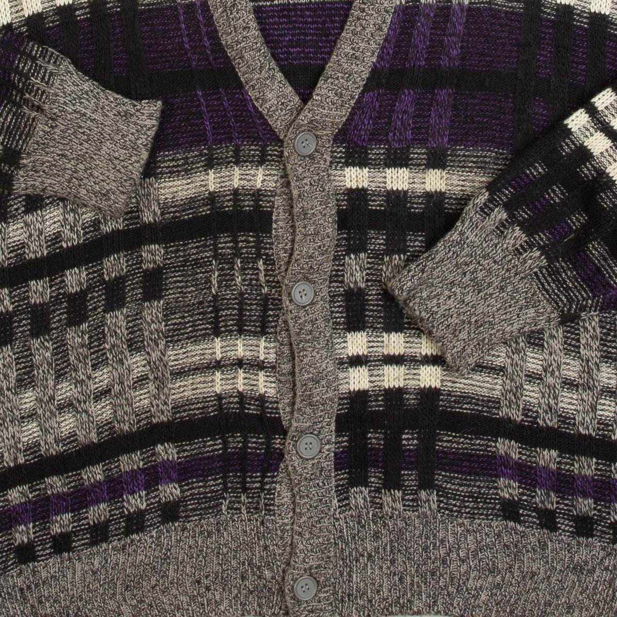 MEN'S VINTAGE 1990S STRUCTURED CHECKED KNITTED CARDIGAN - X-LARGE