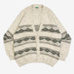 MEN'S VINTAGE 1990S PATTERNED KNITTED CARDIGAN - LARGE