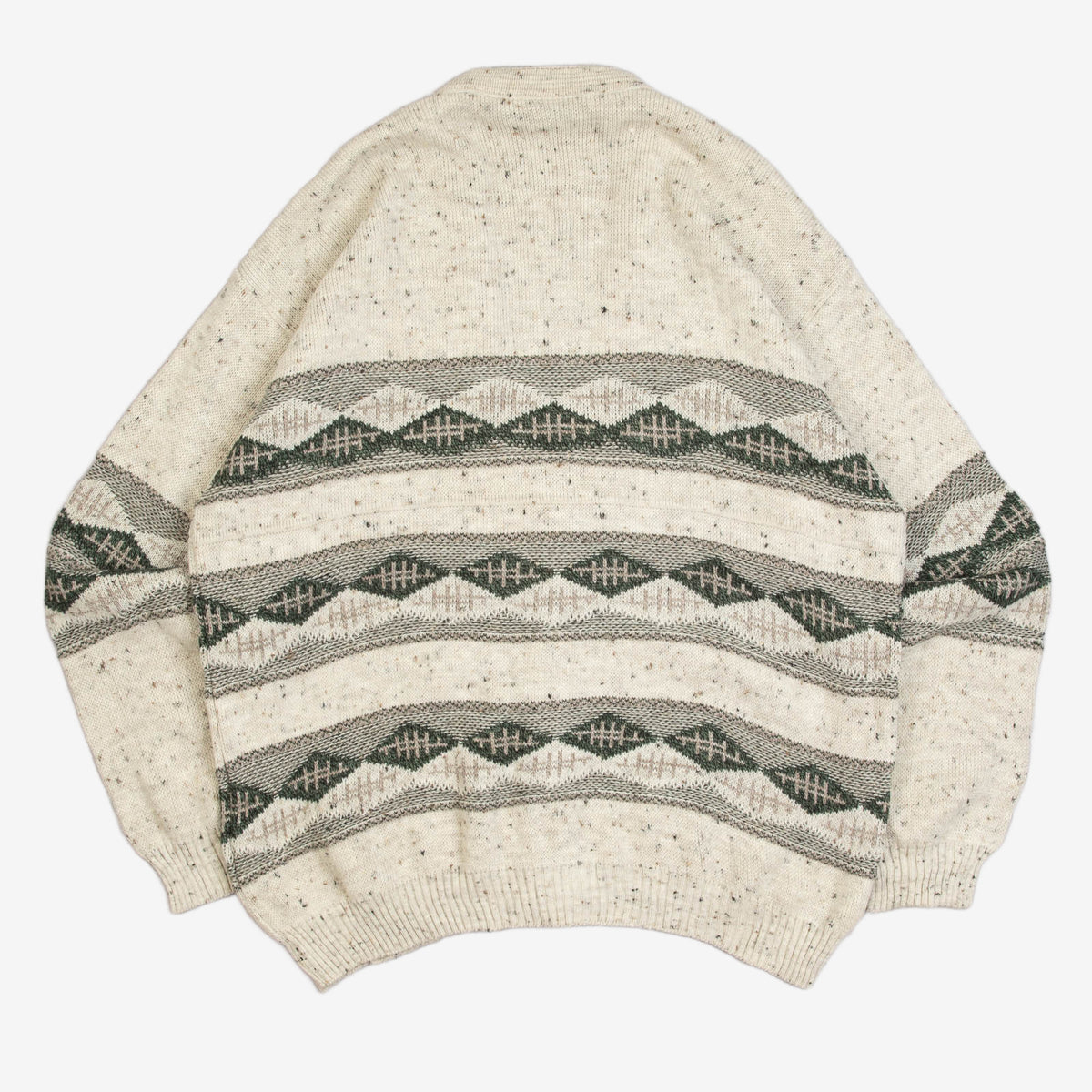 MEN'S VINTAGE 1990S PATTERNED KNITTED CARDIGAN - LARGE