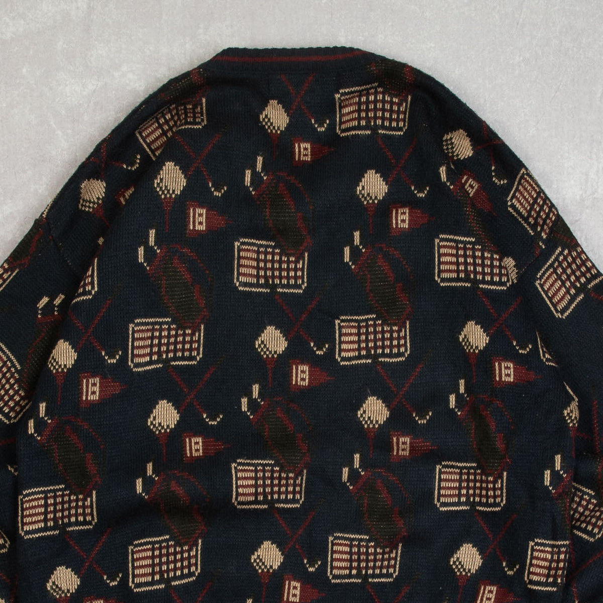 MEN'S VINTAGE 1990S PATTERNED KNITTED JUMPER - X-LARGE