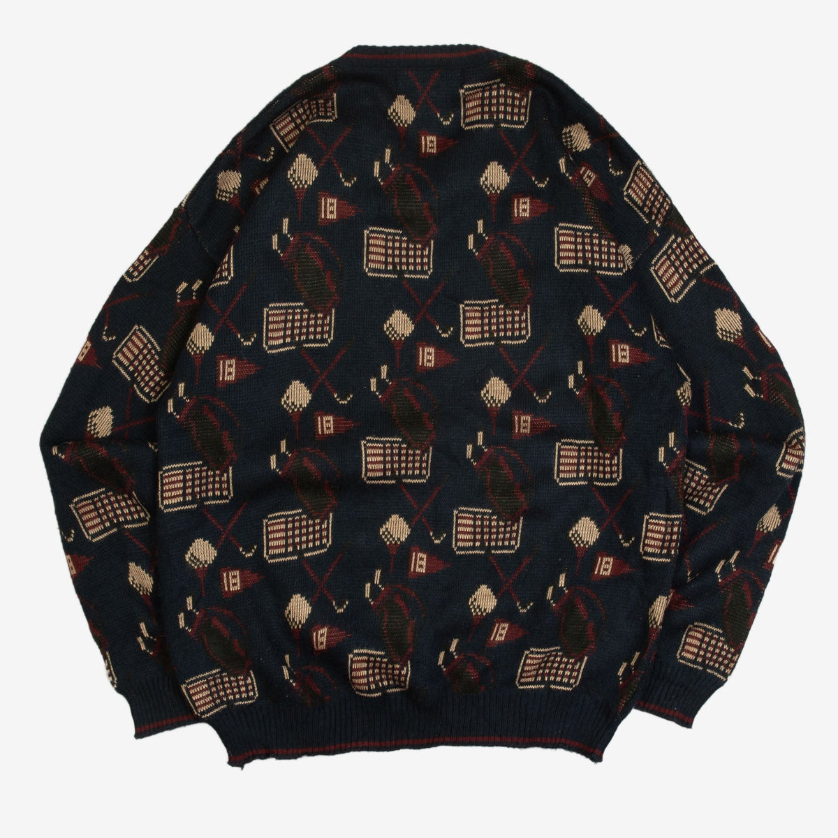 MEN'S VINTAGE 1990S PATTERNED KNITTED JUMPER - X-LARGE