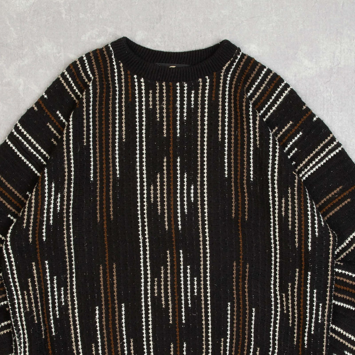 MEN'S VINTAGE 1980S STRUCTURED PATTERNED KNITTED JUMPER - LARGE