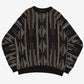 MEN'S VINTAGE 1980S STRUCTURED PATTERNED KNITTED JUMPER - LARGE