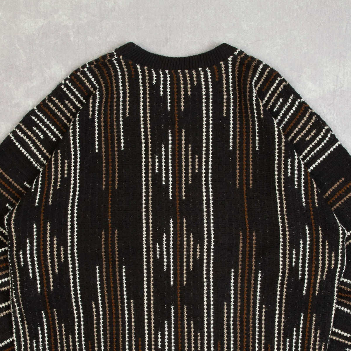 MEN'S VINTAGE 1980S STRUCTURED PATTERNED KNITTED JUMPER - LARGE