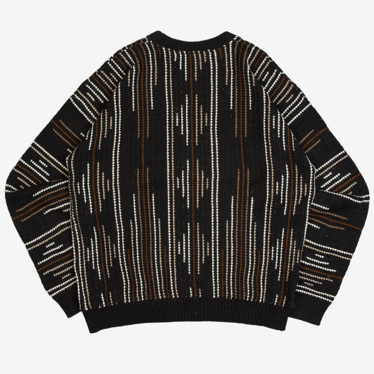 MEN'S VINTAGE 1980S STRUCTURED PATTERNED KNITTED JUMPER - LARGE