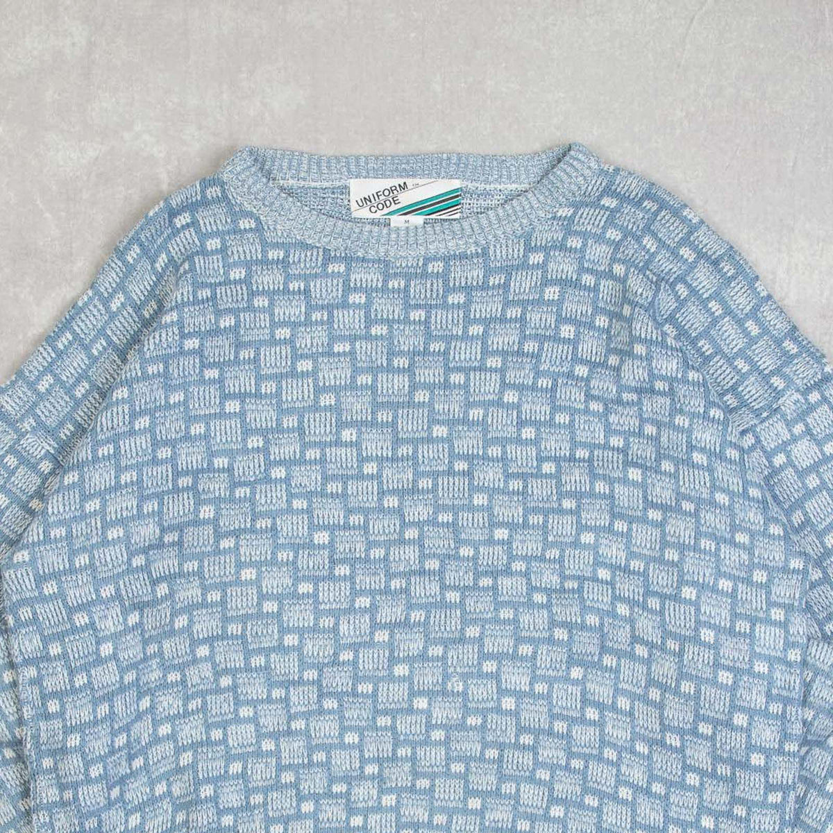 MEN'S VINTAGE 1980S PATTERNED KNITTED JUMPER - MEDIUM