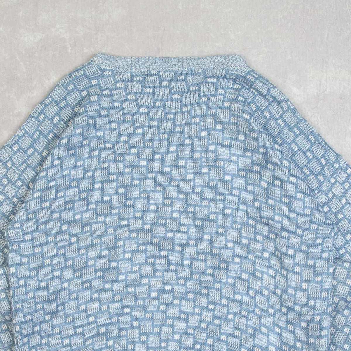 MEN'S VINTAGE 1980S PATTERNED KNITTED JUMPER - MEDIUM