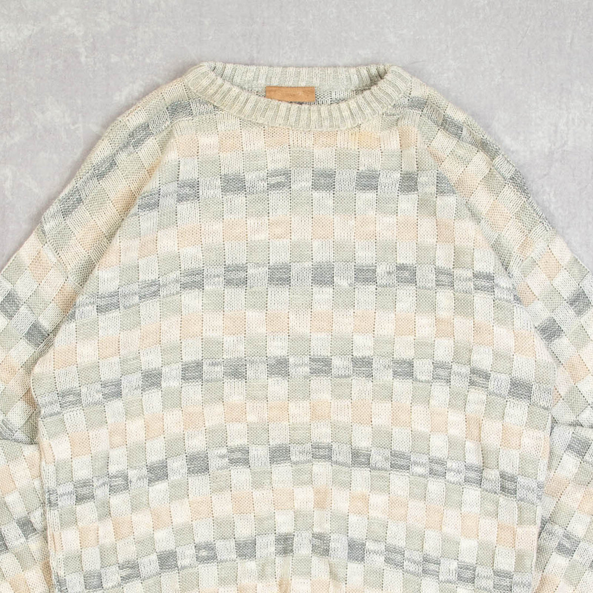 MEN'S VINTAGE 1990S STRUCTURED PATTERNED KNITTED JUMPER - SMALL