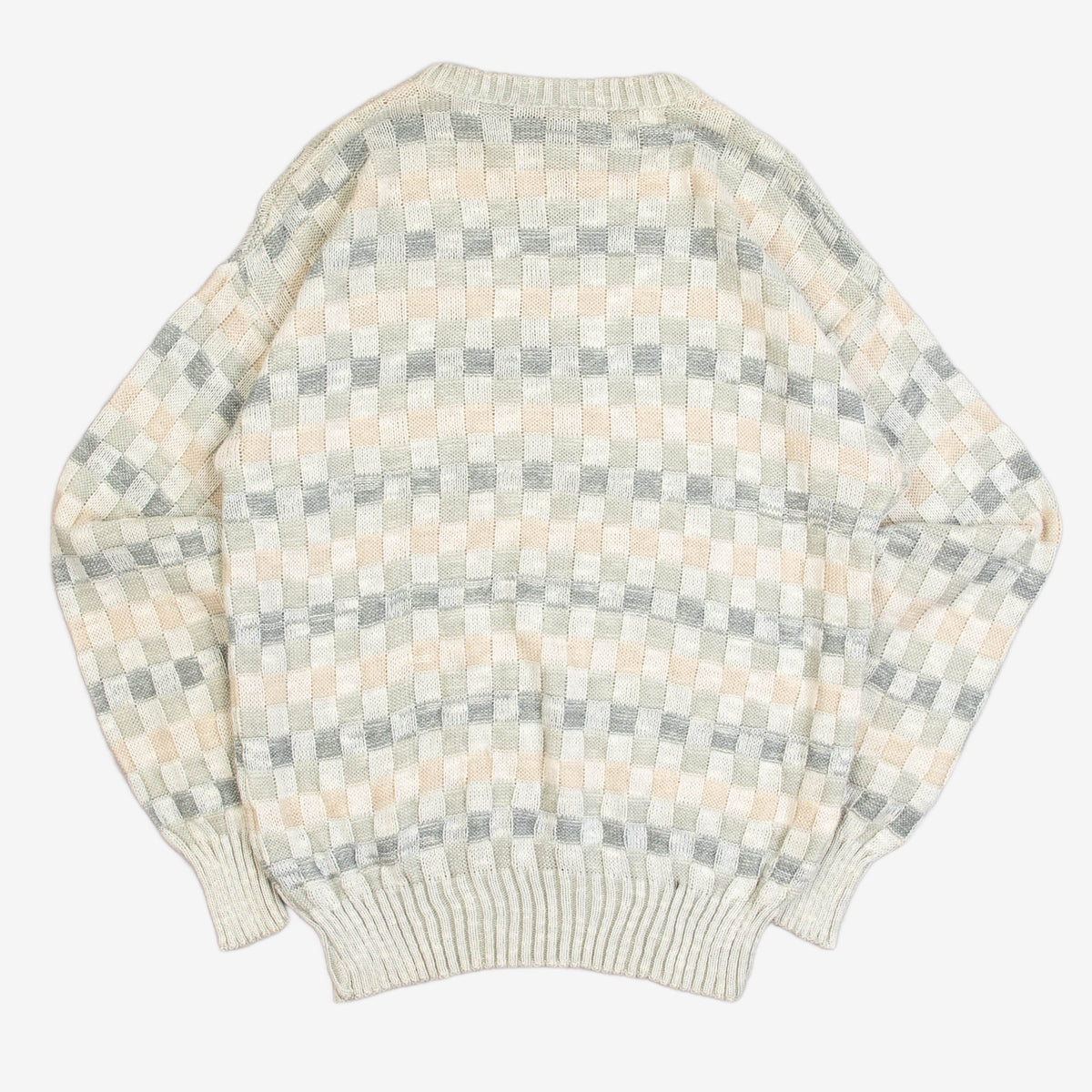 MEN'S VINTAGE 1990S STRUCTURED PATTERNED KNITTED JUMPER - SMALL