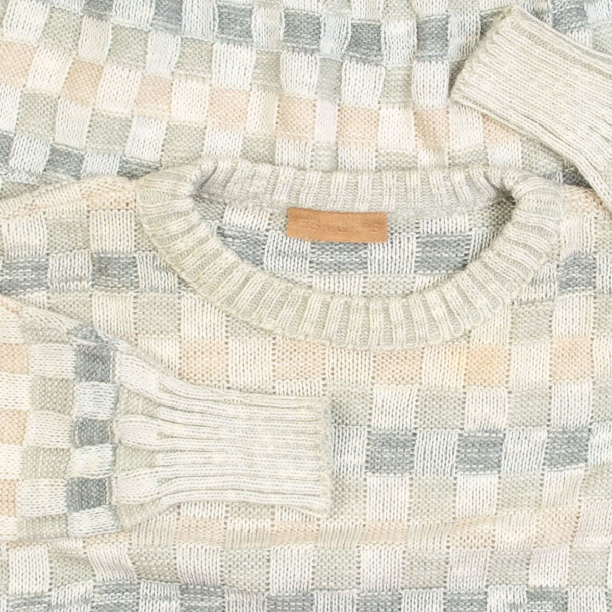 MEN'S VINTAGE 1990S STRUCTURED PATTERNED KNITTED JUMPER - SMALL
