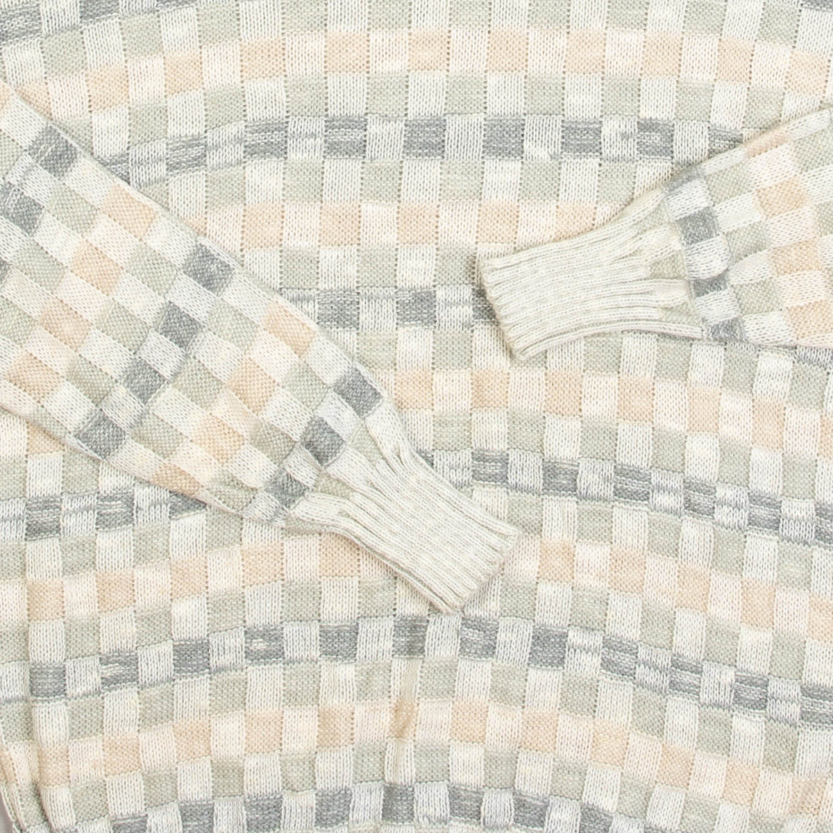 MEN'S VINTAGE 1990S STRUCTURED PATTERNED KNITTED JUMPER - SMALL