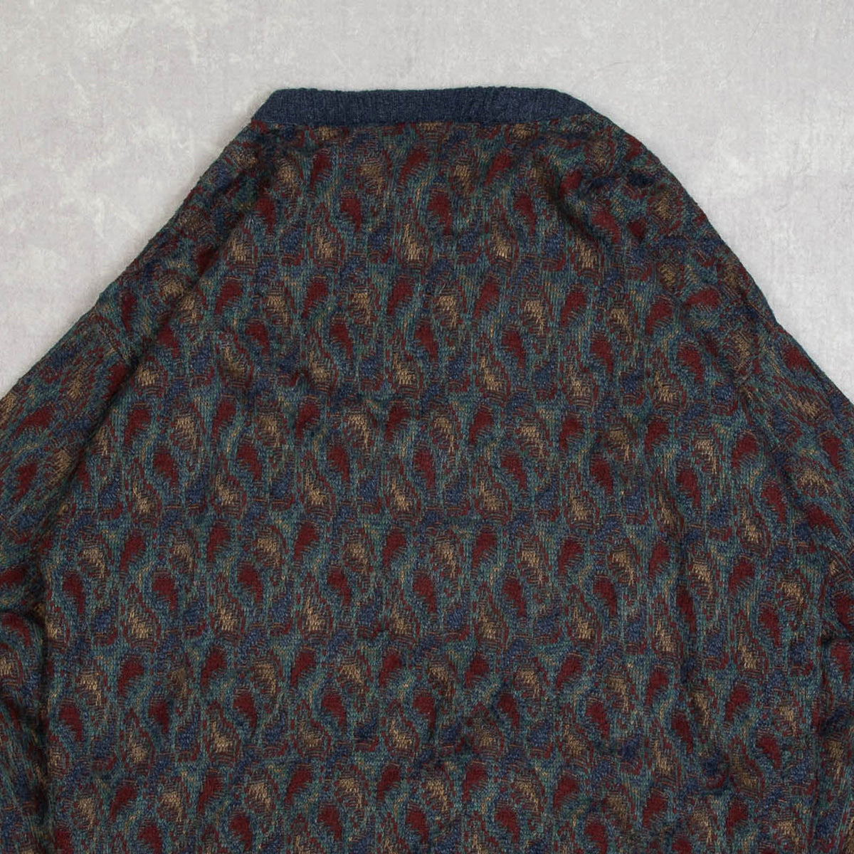 MEN'S VINTAGE 1990S PATTERNED KNITTED JUMPER - X-LARGE