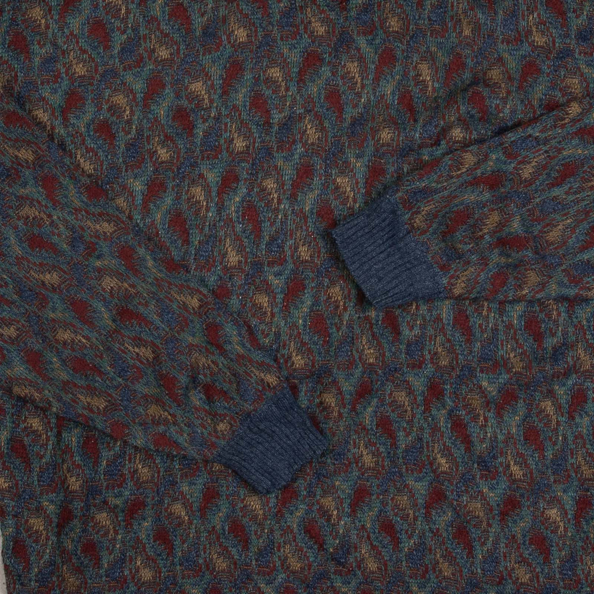 MEN'S VINTAGE 1990S PATTERNED KNITTED JUMPER - X-LARGE