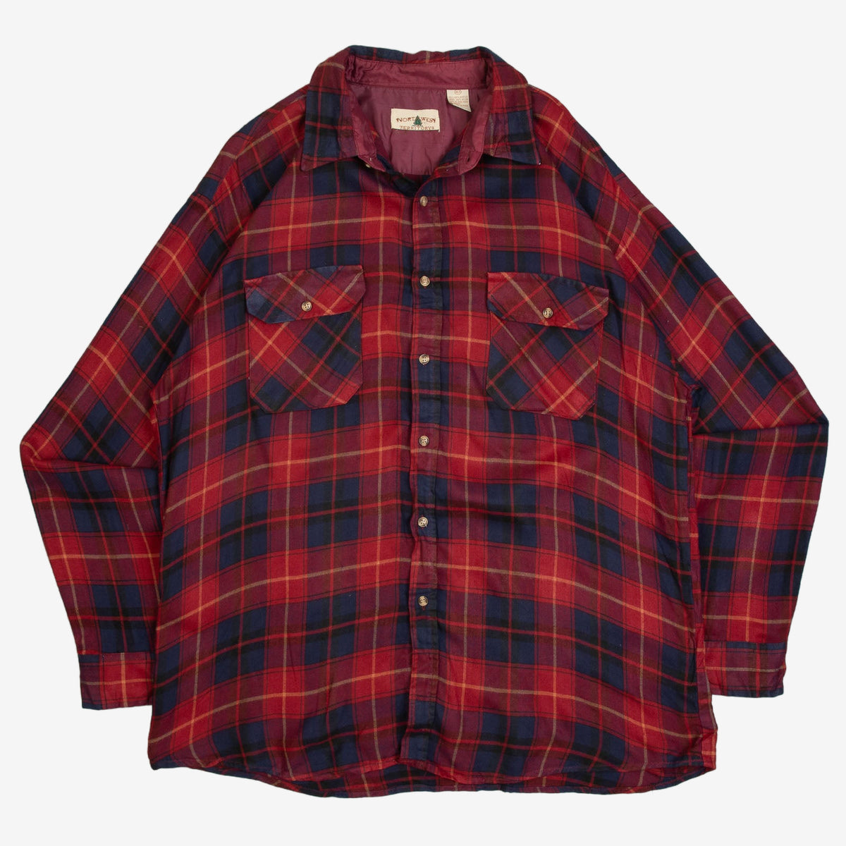 MEN'S VINTAGE 1990S WOOL STYLE CHECKED FLANNEL SHIRT - X-LARGE