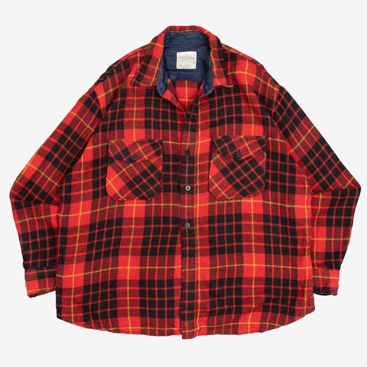 MEN'S VINTAGE 1990S WOOL STYLE CHECKED FLANNEL SHIRT - X-LARGE