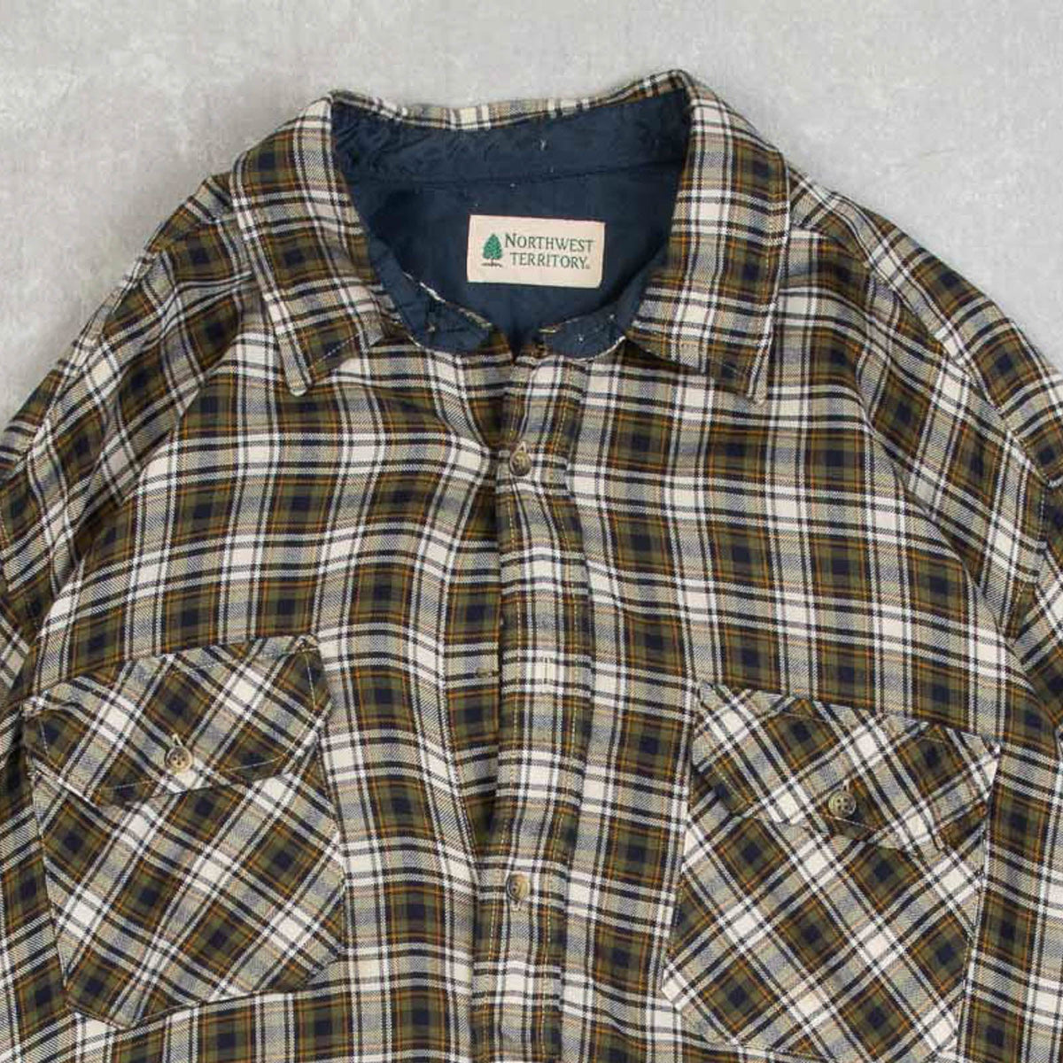 MEN'S VINTAGE 1990S WOOL STYLE CHECKED FLANNEL SHIRT - LARGE