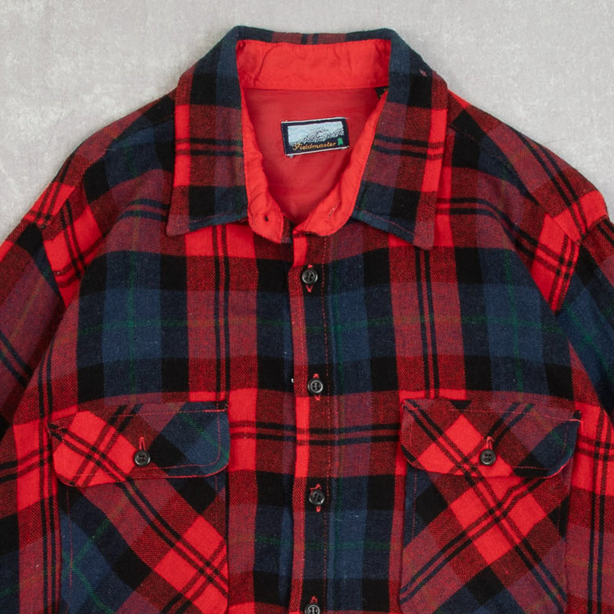 MEN'S VINTAGE 1980S WOOL CHECKED FLANNEL SHIRT - LARGE