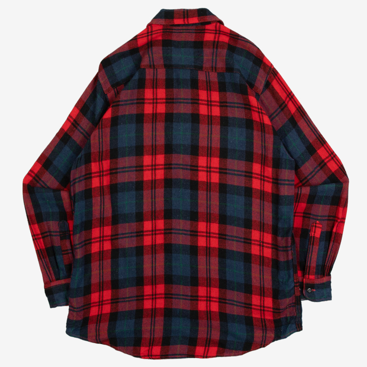 MEN'S VINTAGE 1980S WOOL CHECKED FLANNEL SHIRT - LARGE