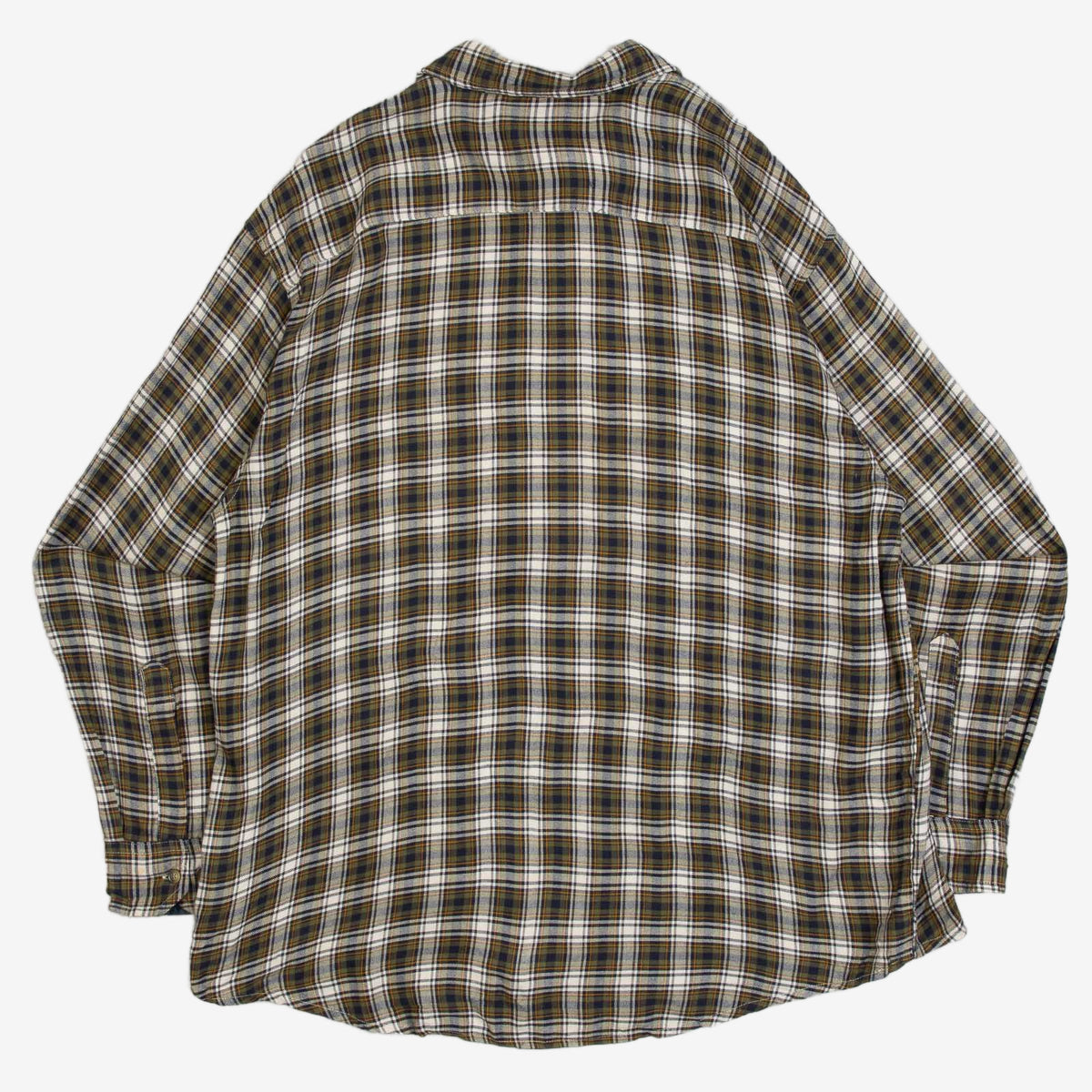 MEN'S VINTAGE 1990S WOOL STYLE CHECKED FLANNEL SHIRT - LARGE