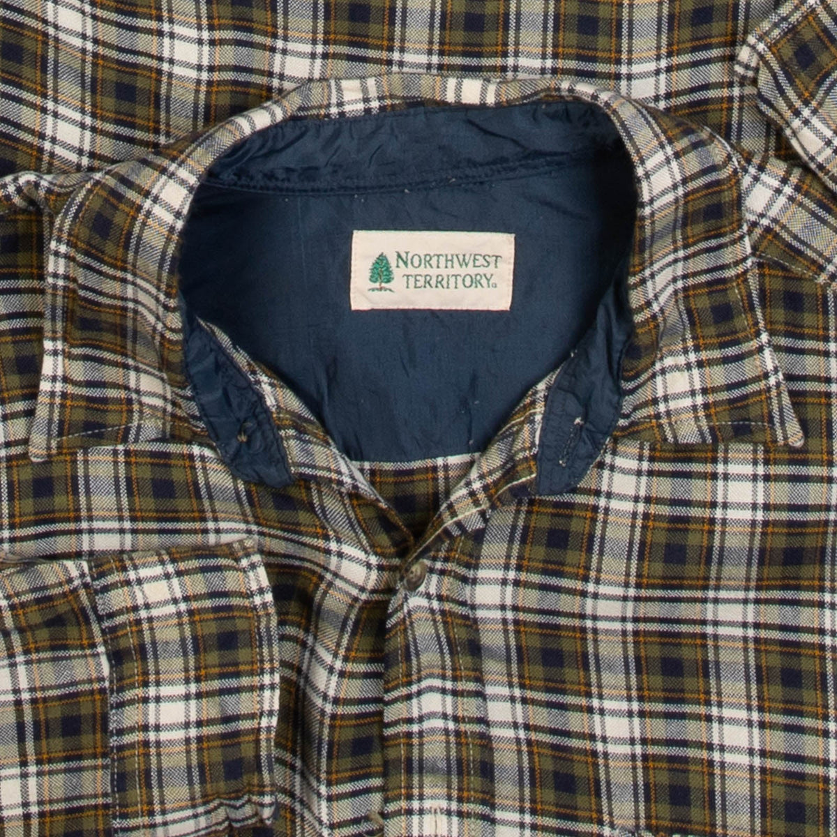 MEN'S VINTAGE 1990S WOOL STYLE CHECKED FLANNEL SHIRT - LARGE