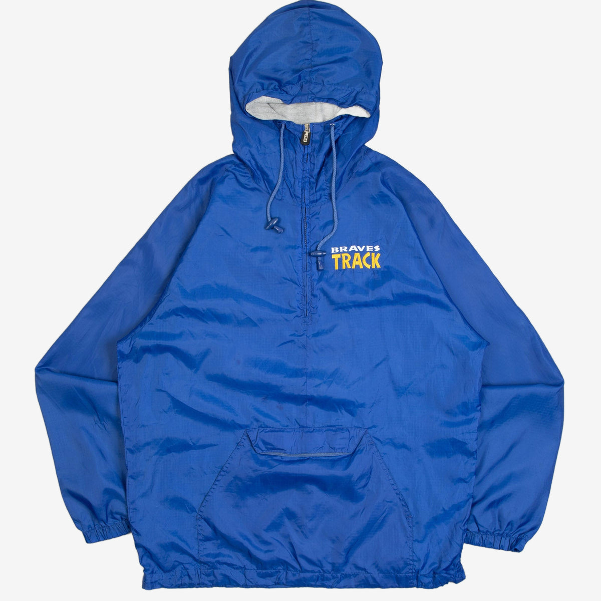 MEN'S VINTAGE BRAVES TRACK HOODED QUARTER ZIP JACKET - MEDIUM