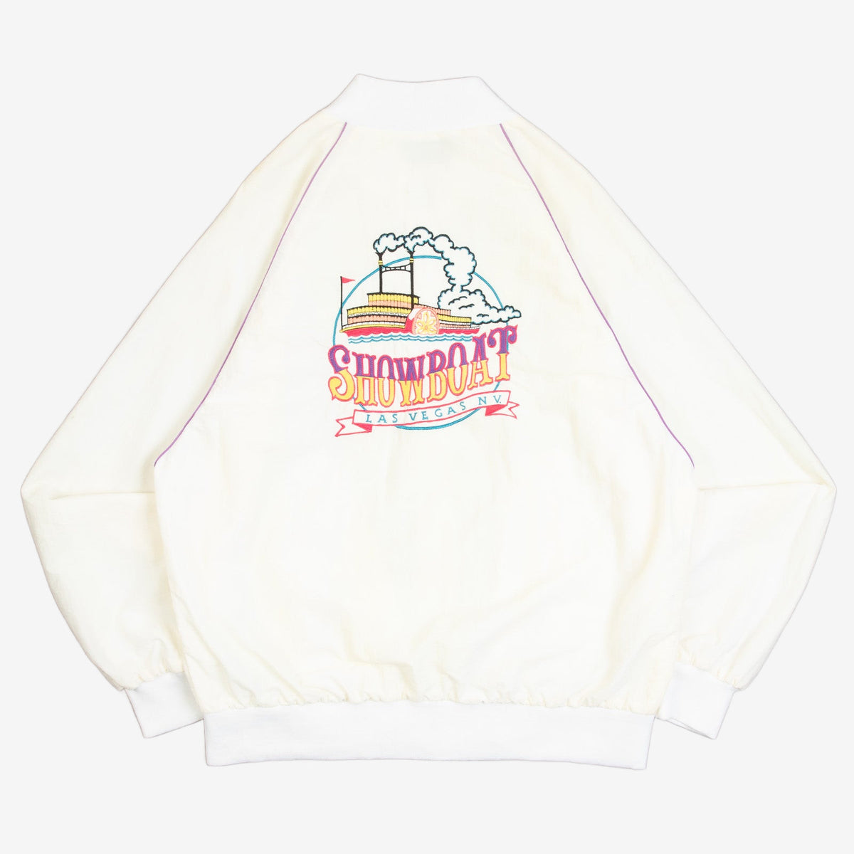 MEN'S VINTAGE 1980S SHOWBOAT LAS VEGAS RAGLAN BOMBER JACKET - LARGE