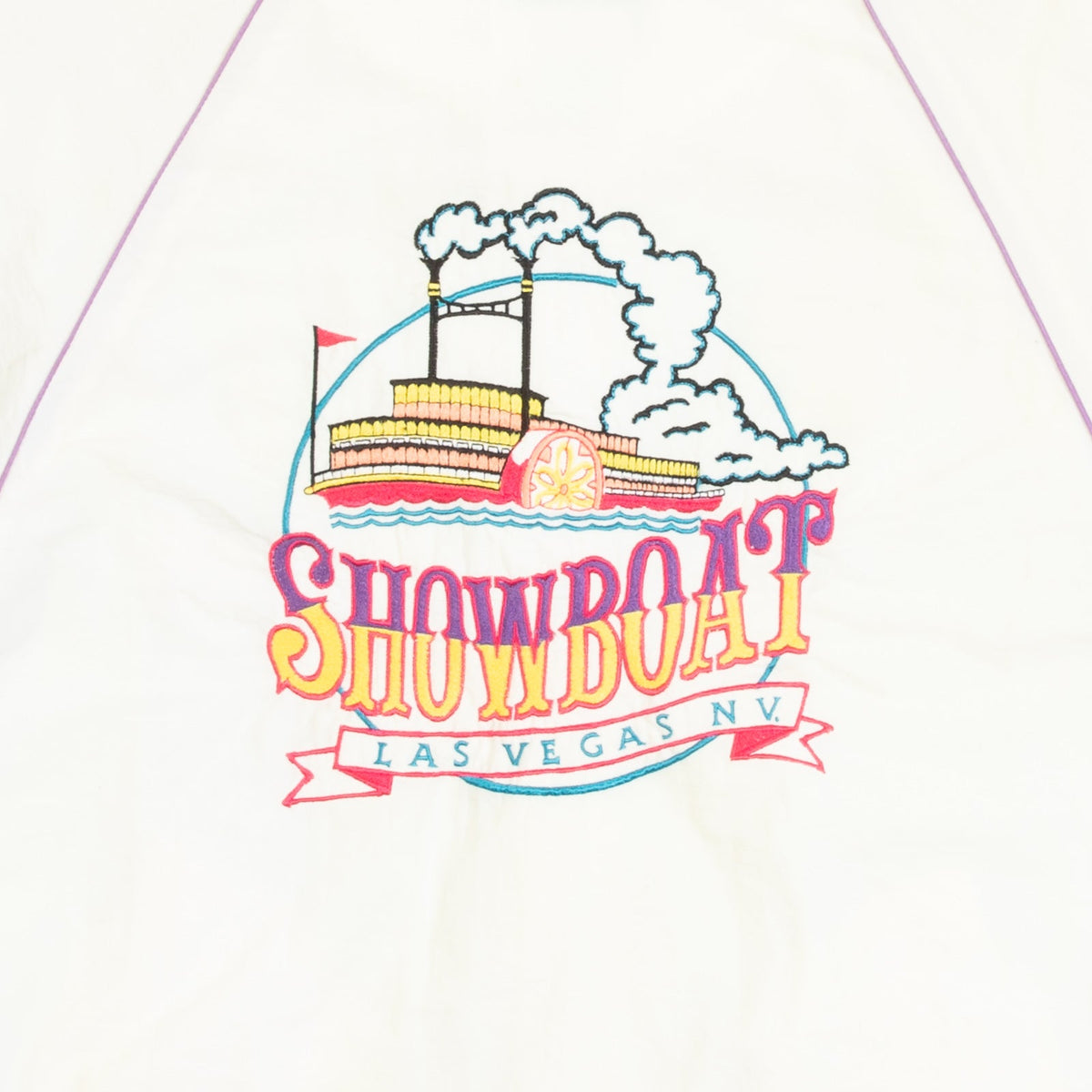 MEN'S VINTAGE 1980S SHOWBOAT LAS VEGAS RAGLAN BOMBER JACKET - LARGE