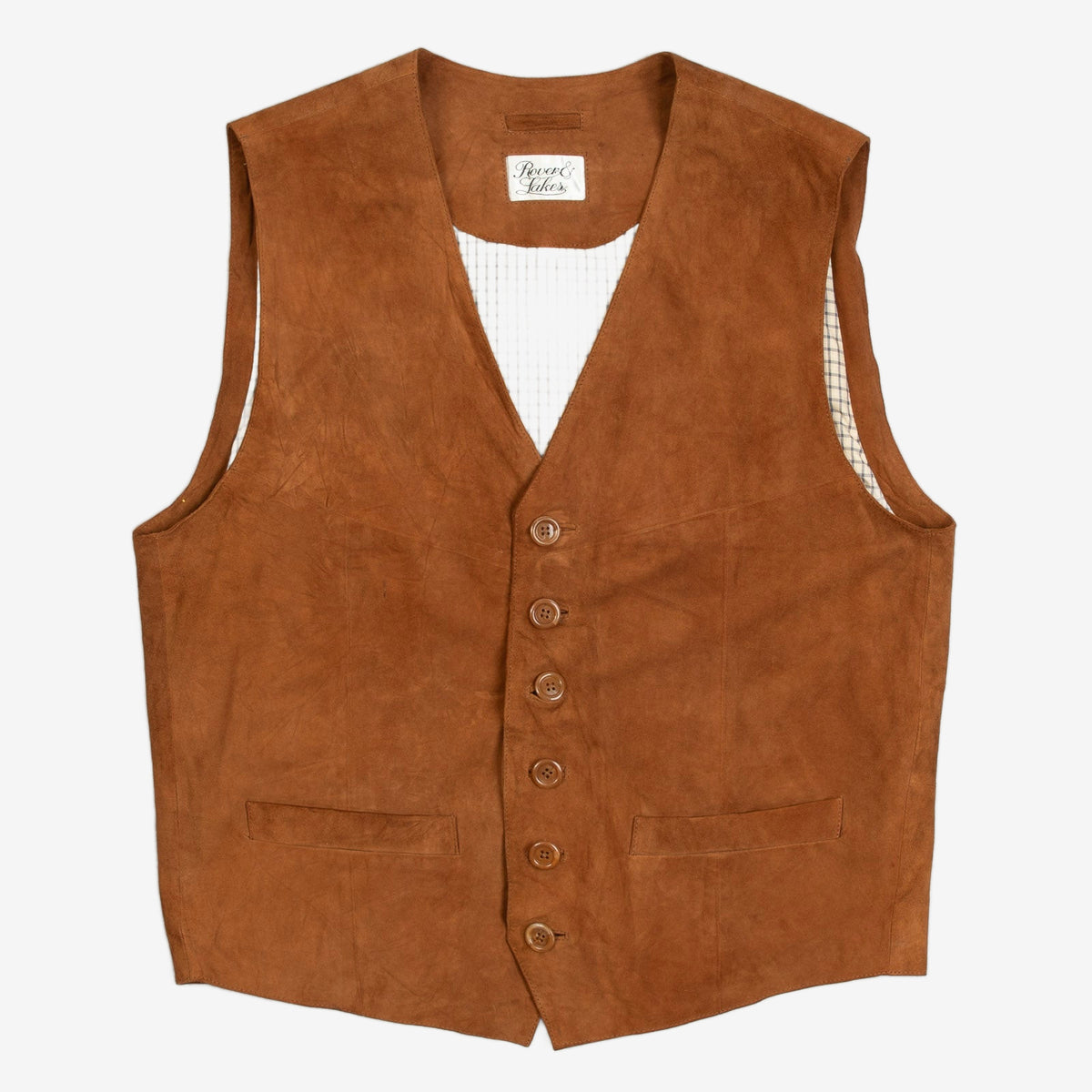MEN'S VINTAGE 1990S SUEDE LEATHER VEST JACKET - MEDIUM