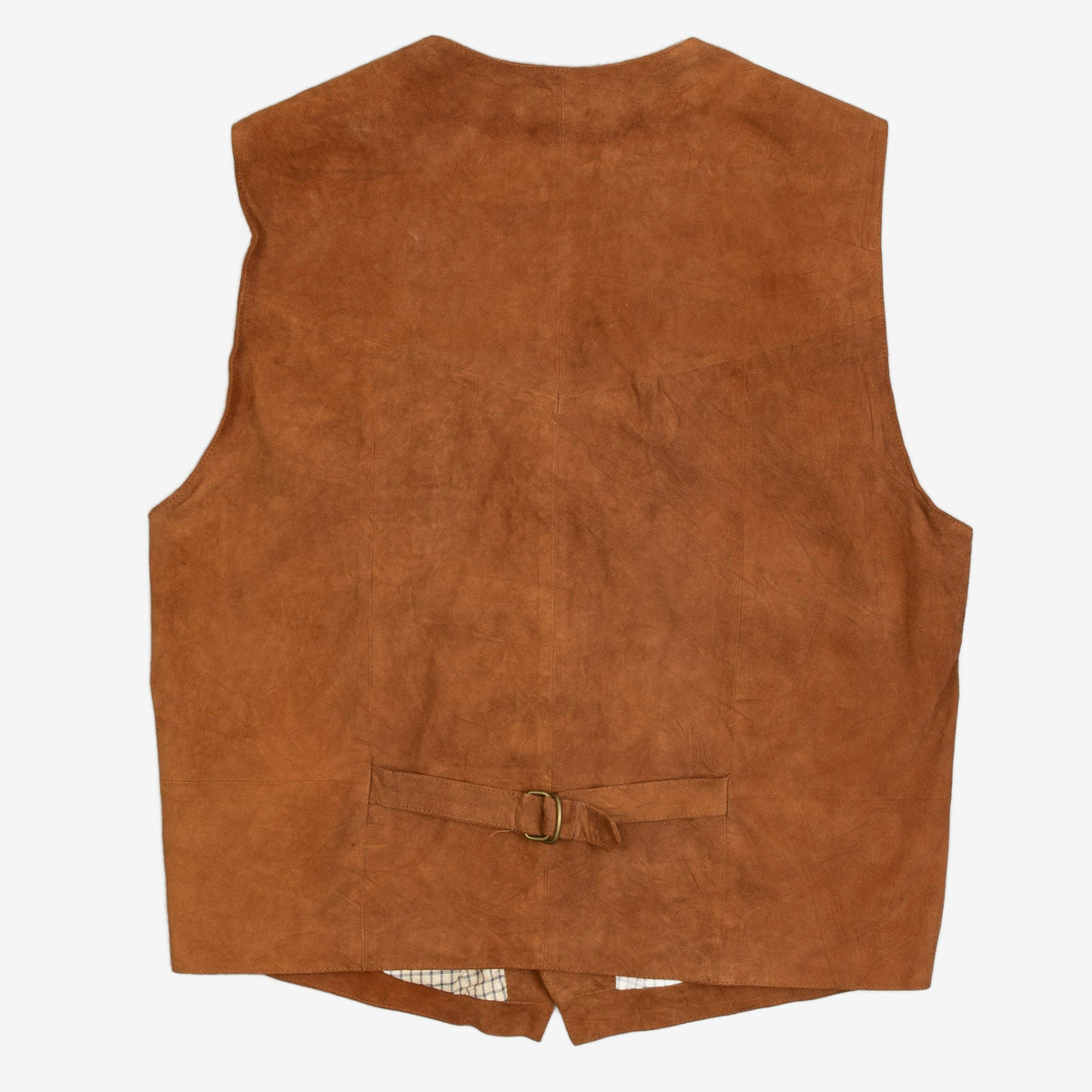 MEN'S VINTAGE 1990S SUEDE LEATHER VEST JACKET - MEDIUM
