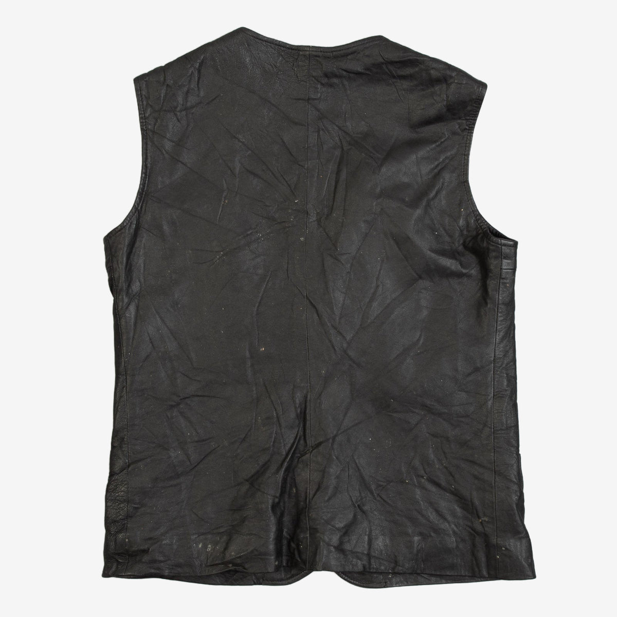 MEN'S VINTAGE 1990S LEATHER VEST JACKET - SMALL