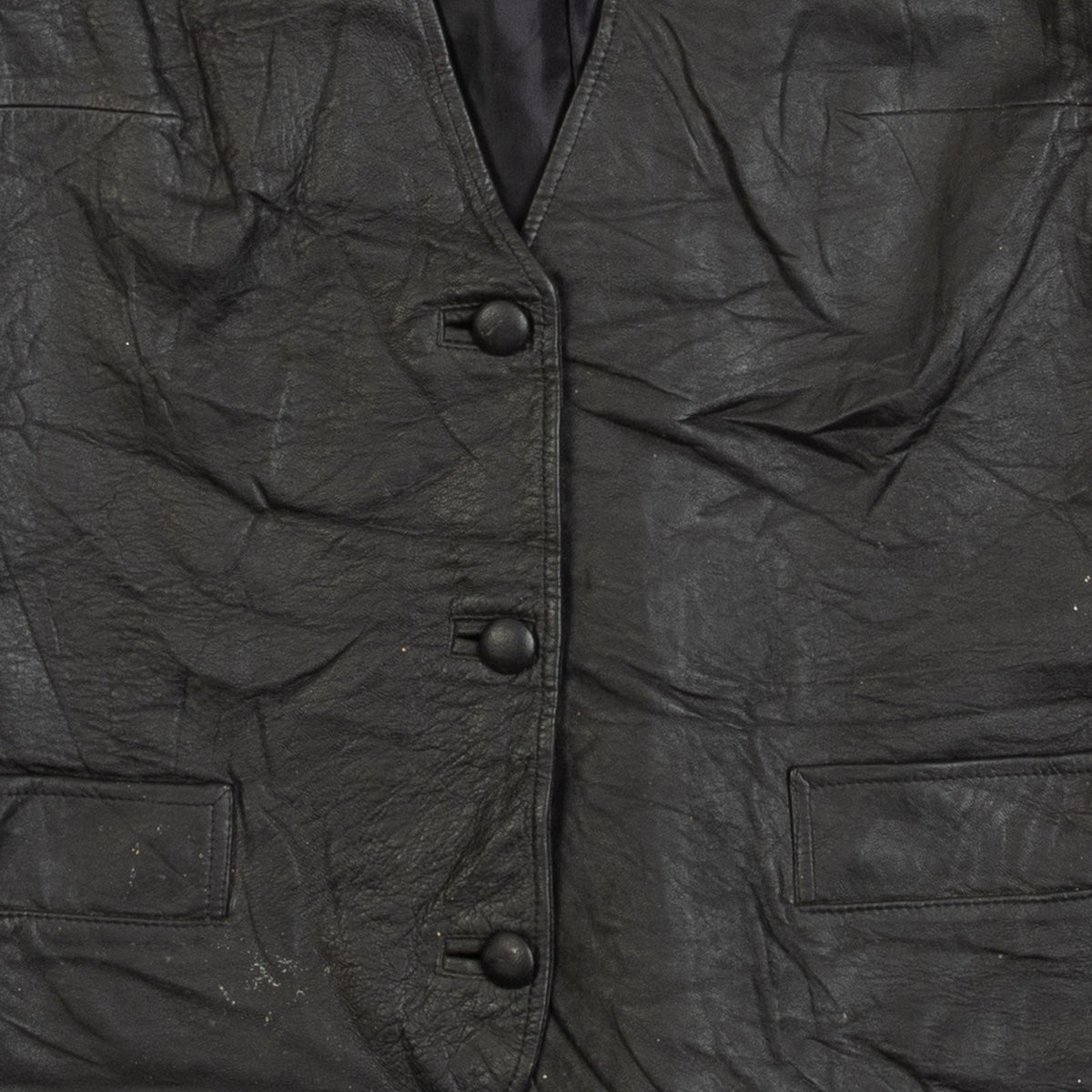 MEN'S VINTAGE 1990S LEATHER VEST JACKET - SMALL