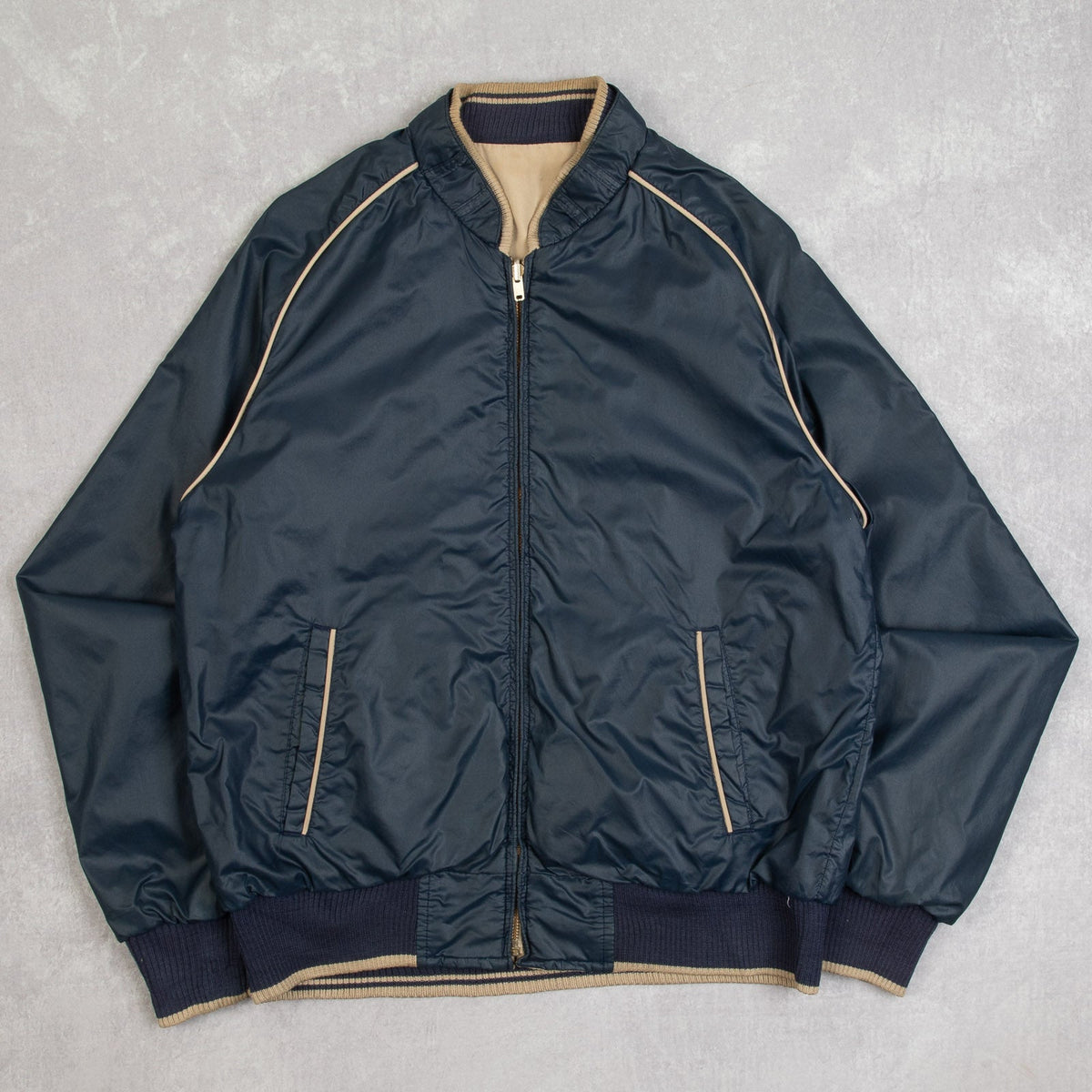 MEN'S VINTAGE 1980S REVERSABLE HARRINGTON JACKET - MEDIUM