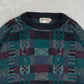 WOMEN'S VINTAGE 1980S PATTERNED KNITTED JUMPER - X-LARGE