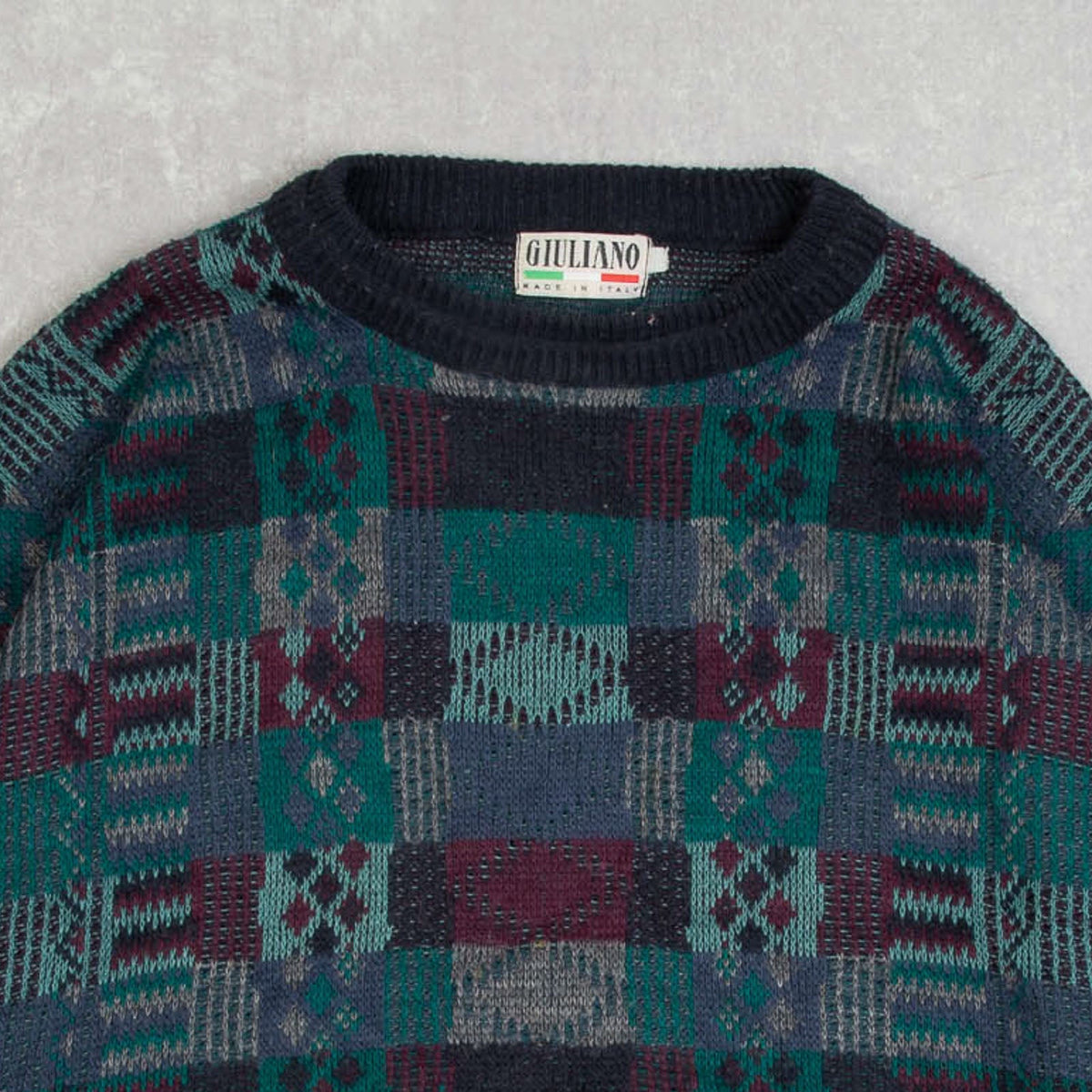WOMEN'S VINTAGE 1980S PATTERNED KNITTED JUMPER - X-LARGE