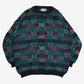 WOMEN'S VINTAGE 1980S PATTERNED KNITTED JUMPER - X-LARGE