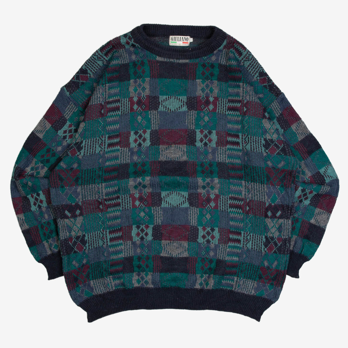 WOMEN'S VINTAGE 1980S PATTERNED KNITTED JUMPER - X-LARGE