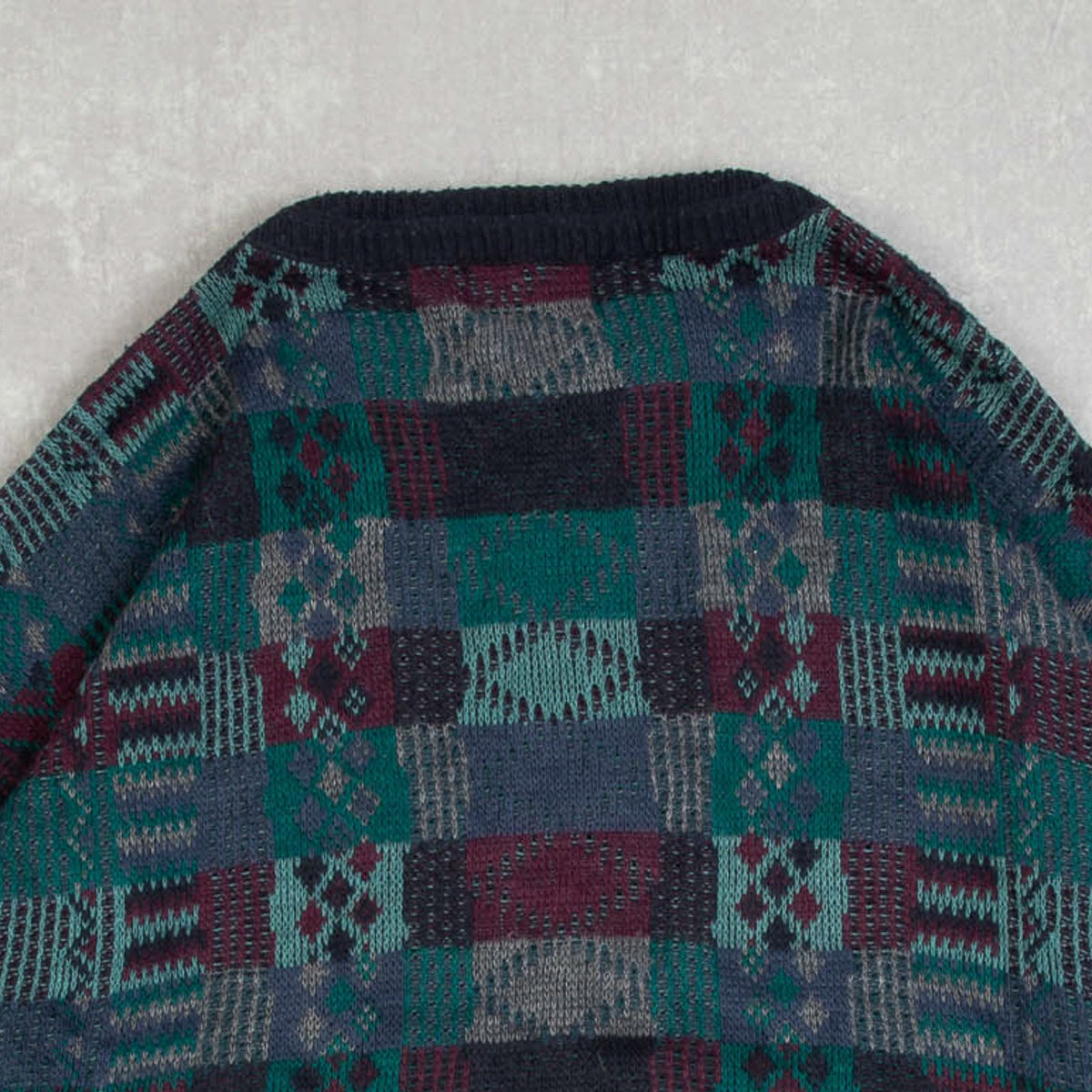 WOMEN'S VINTAGE 1980S PATTERNED KNITTED JUMPER - X-LARGE