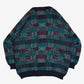 WOMEN'S VINTAGE 1980S PATTERNED KNITTED JUMPER - X-LARGE