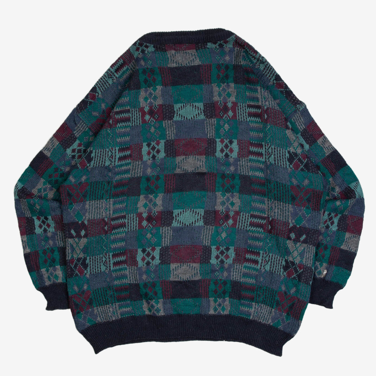 WOMEN'S VINTAGE 1980S PATTERNED KNITTED JUMPER - X-LARGE
