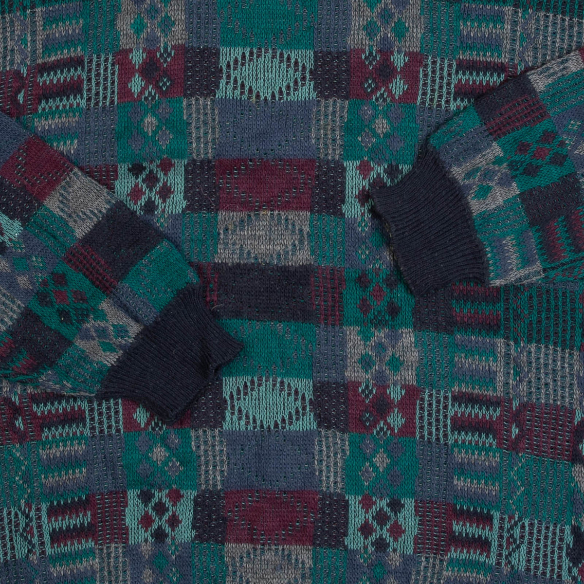 WOMEN'S VINTAGE 1980S PATTERNED KNITTED JUMPER - X-LARGE