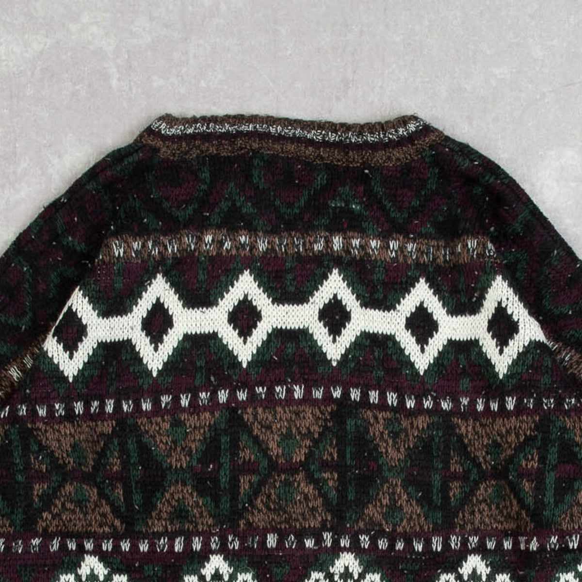 MEN'S VINTAGE 1990S PATTERNED KNITTED JUMPER - LARGE